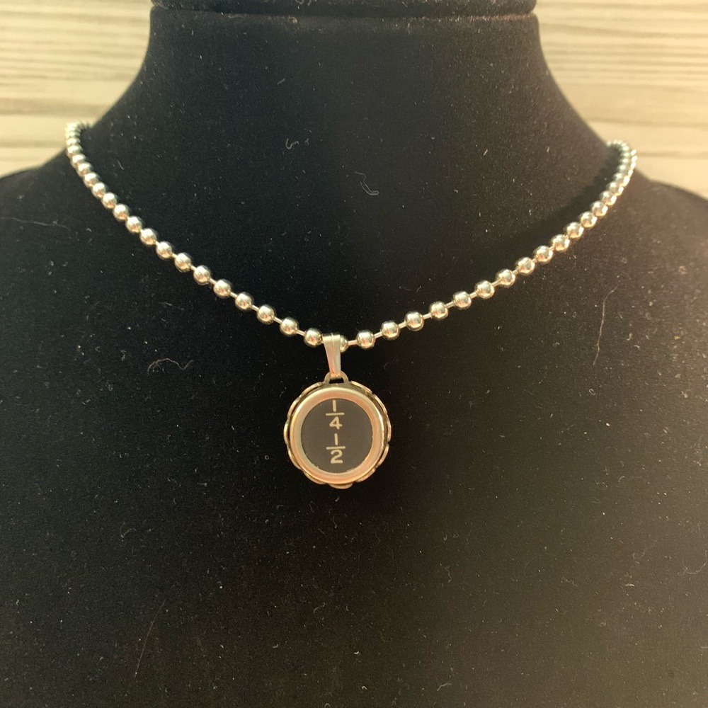 Vintage Typewriter Key “1/4 1/2” Necklace Hand Crafted